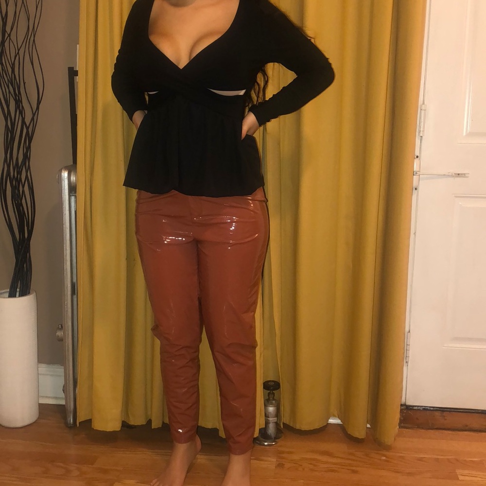 Patent leather look pants